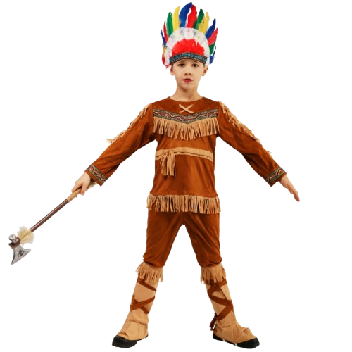 ชุดแฟนซีเด็กอินเดียแดง+ปีกนกประดับผม Indiana Boy มีขนาด S 110-120, M 120-135, L 135-150