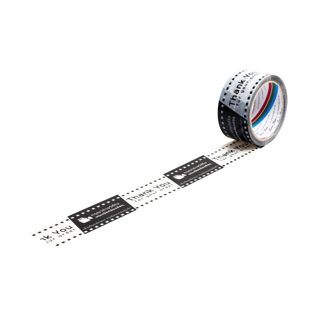 LOUIS TAPE เทปพิมพ์ "กรุณาถ่ายวิดีโอ ขณะเปิดกล่องพัสดุ" ขนาด 2 นิ้ว x 45หลา พื้นดำ พิมพ์ขาว (1 ม้วน / แพ็ค)