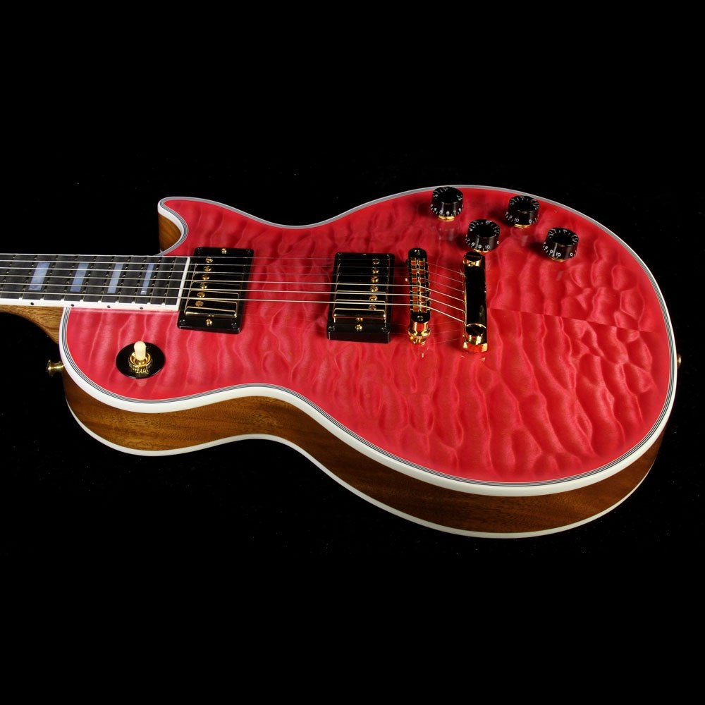 Gibson Custom Shop Zoo Select Les Paul Custom Quilt Top Electric Guitar Transparent Pink