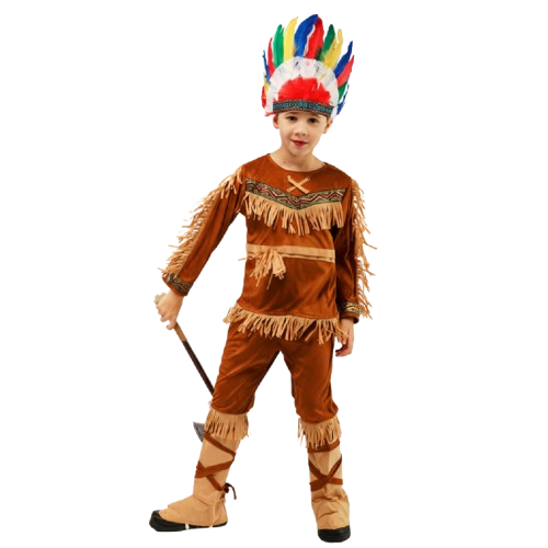 ชุดแฟนซีเด็กอินเดียแดง+ปีกนกประดับผม Indiana Boy มีขนาด S 110-120, M 120-135, L 135-150