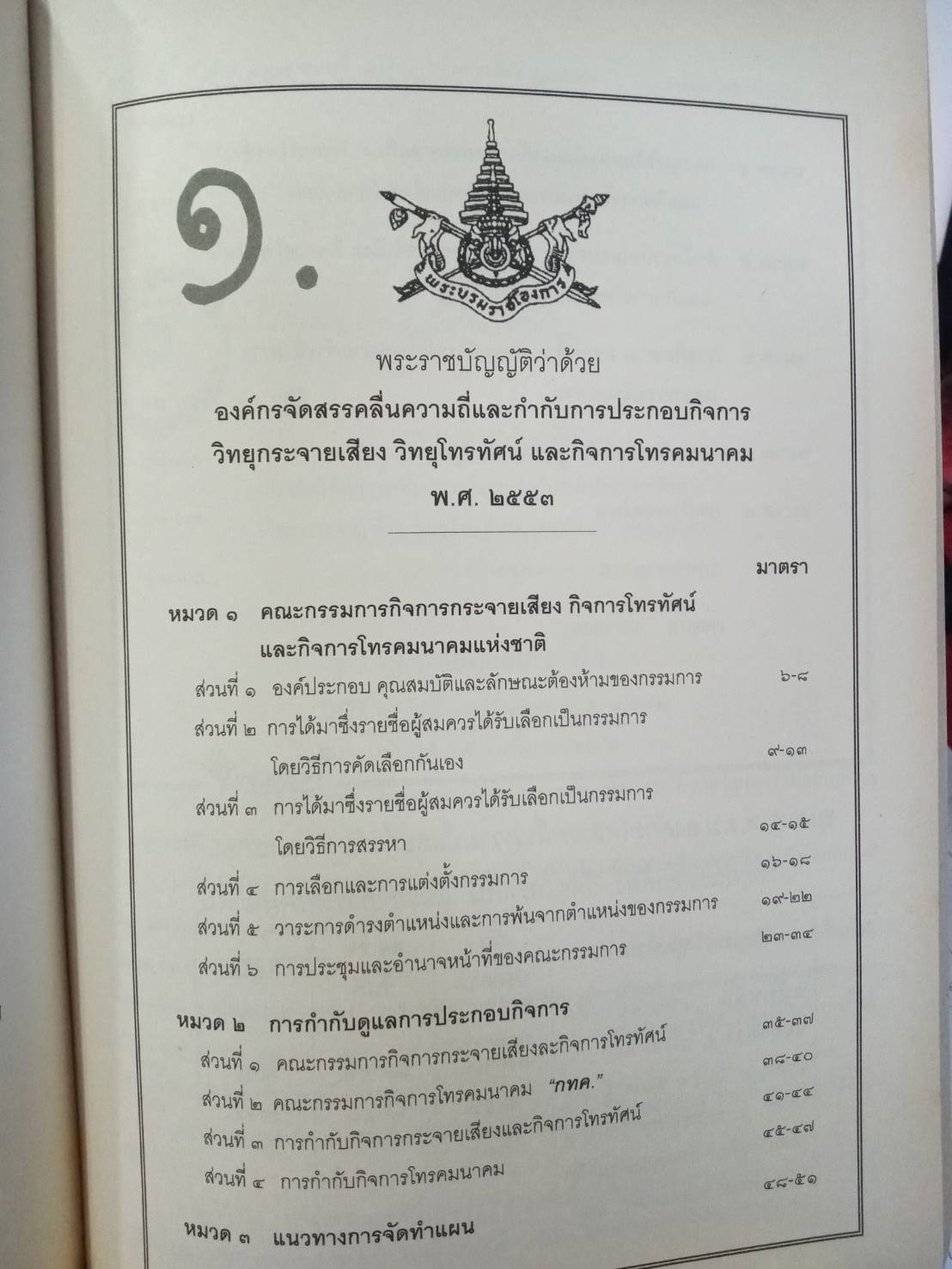 พระราชบัญญัติองค์กรจัดสรรคลื่นความถี่และกำกับการประกอบวิทยุกระจายเสียง วิทยุโทรทัศน์ และกิจการ โทรคมนาคม พ.ศ.2553 (5A 03)
