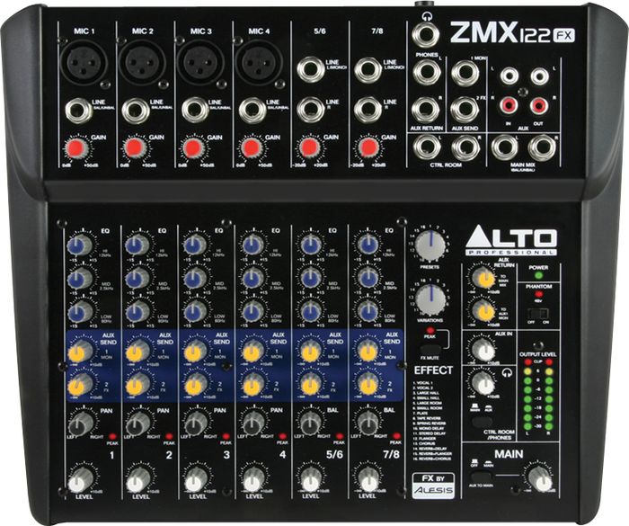 Alto Zephyr Series ZMX122FX 8-Channel Compact Mixer with Effects
