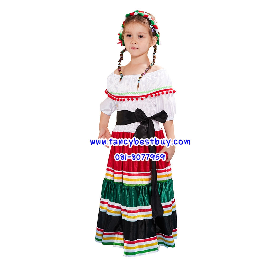 ชุดประจำชาติ ชุดเม็กซิโก ชุดเม็กซิกัน ชุดเมกซิโก ชุดแมกซิโก mexico mexican costume traditional costume ชุดอเมริกาใต้ south america ขนาด M 120-130, L 130-140, XL 140-150