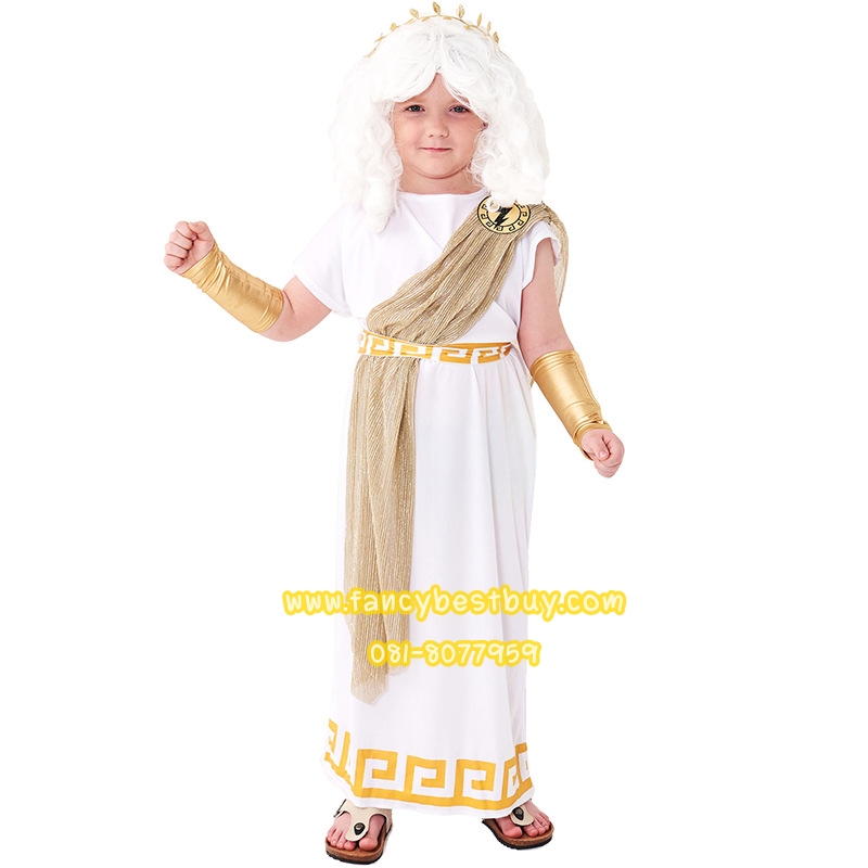ชุดโพเซดอน ชุดแฟนซีเด็ก ชุดเทพเจ้ากรีก Poseidon Gold of Sea (ไม่รวมวิกผม+เครา) ขนาด M 125-140, L 140-150