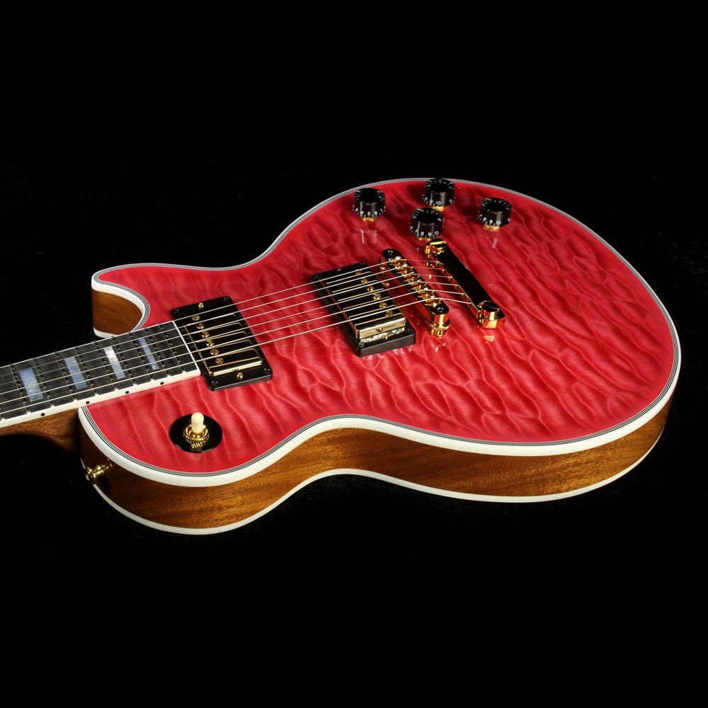 Gibson Custom Shop Zoo Select Les Paul Custom Quilt Top Electric Guitar Transparent Pink