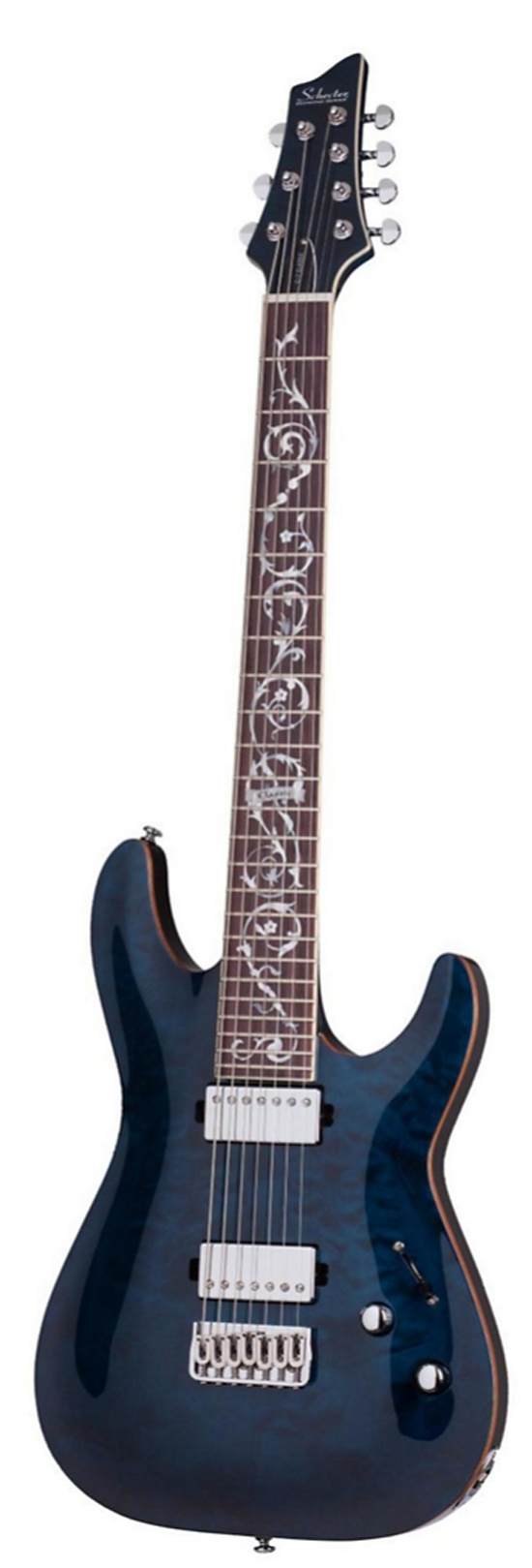 Schecter Guitar Research C-7 Classic Seven-String Electric Guitar See-Thru Blue