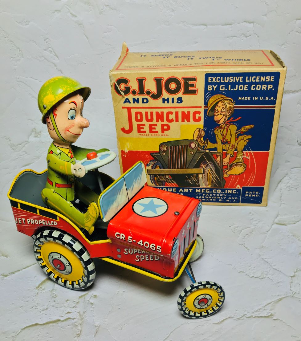 40s Unique Art G.I. Joe JEEP Wind up Toy