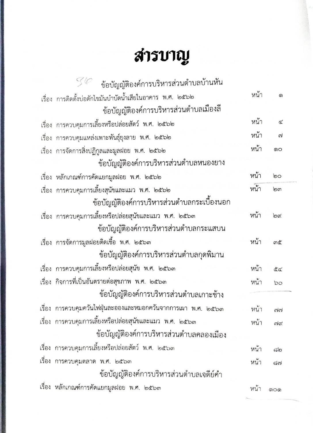 ข้อบัญญัติองค์การบริหารส่วนตำบล ( ตอนพิเศษ 40) พ.ศ. 2567