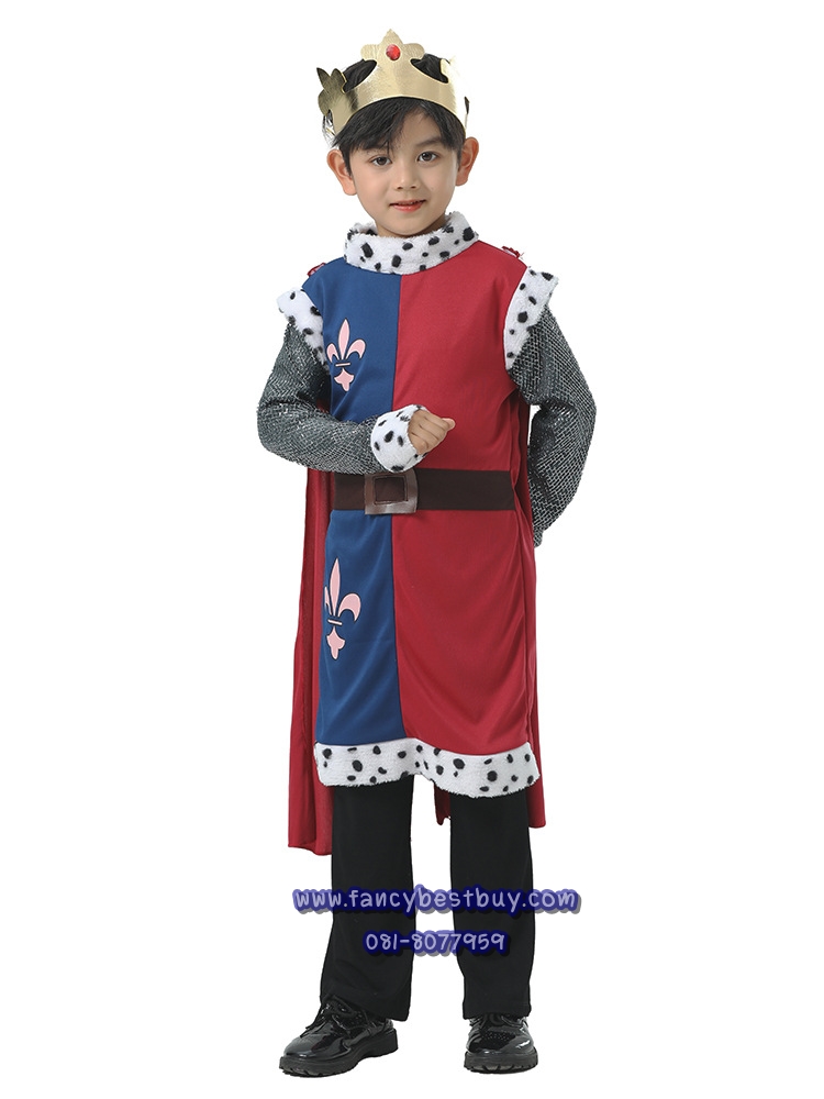 ชุดเจ้าชาย ชุดกษัตริย์โรมัน ชุดพระราชา สำหรับชุดแฟนซีเด็กชาย มีขนาด XS 100-110, S110-120 (เสื้อ+ผ้าคลุม+มงกุฎ) ไม่รวมกางเกง