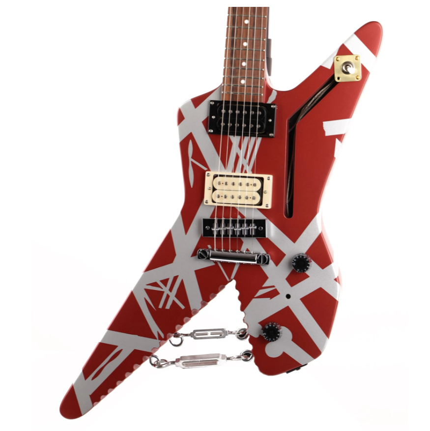 EVH Striped Series Shark Burgundy with Silver Stripes