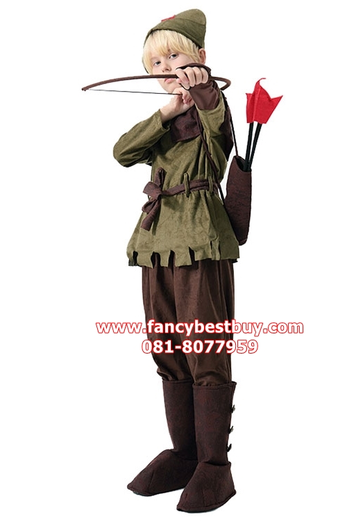 ชุดโรบินฮูด Robin Hood Costume ชุดแฟนซีเด็ก มีขนาด XL พร้อมอุปกรณ์ธนู+รูปดอก+กระเป๋า