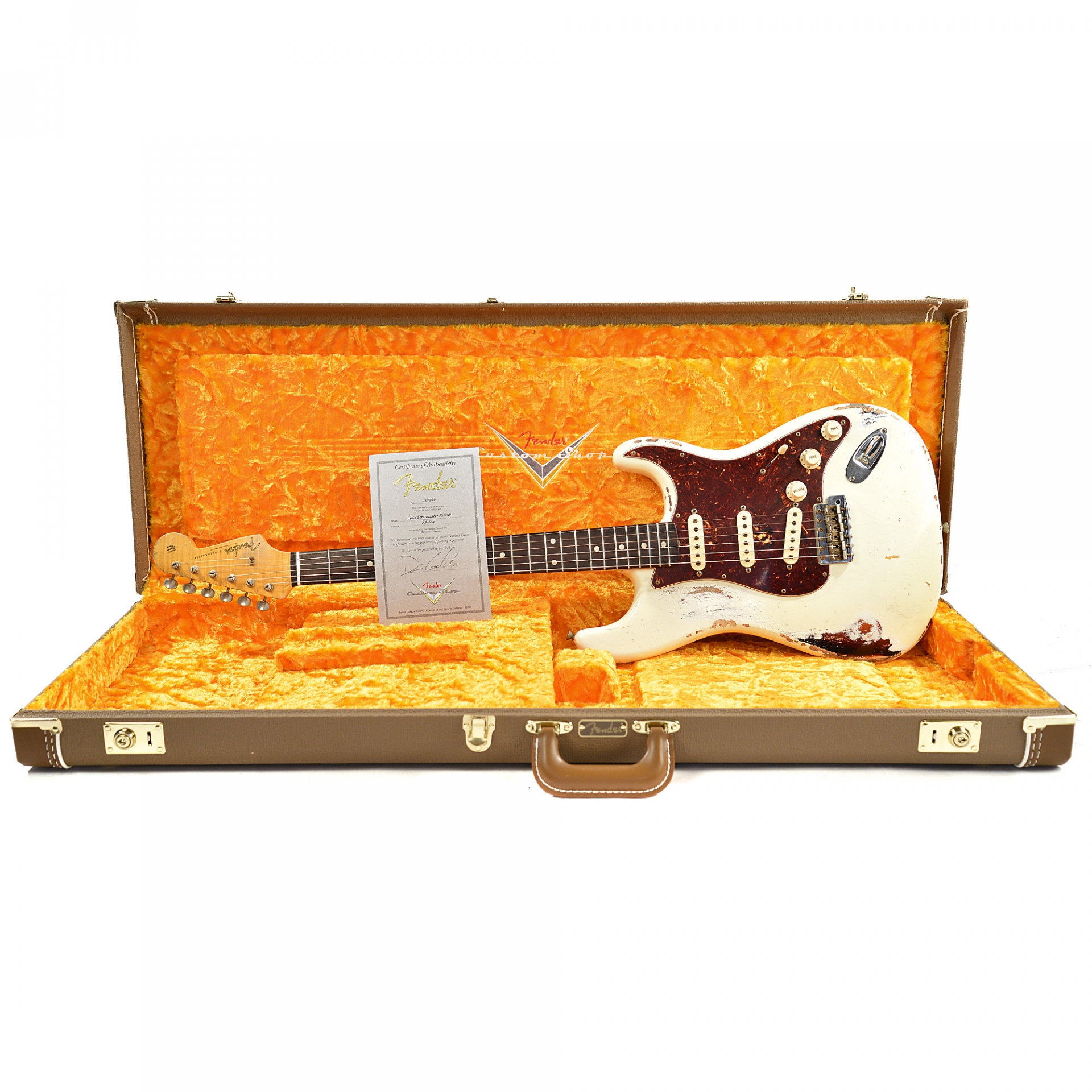 Fender Custom Shop Masterbuilt 1960 Stratocaster Heavy Relic RW Olympic White Over 3 Tone Sunburst by Dennis Galuszka No.R87604