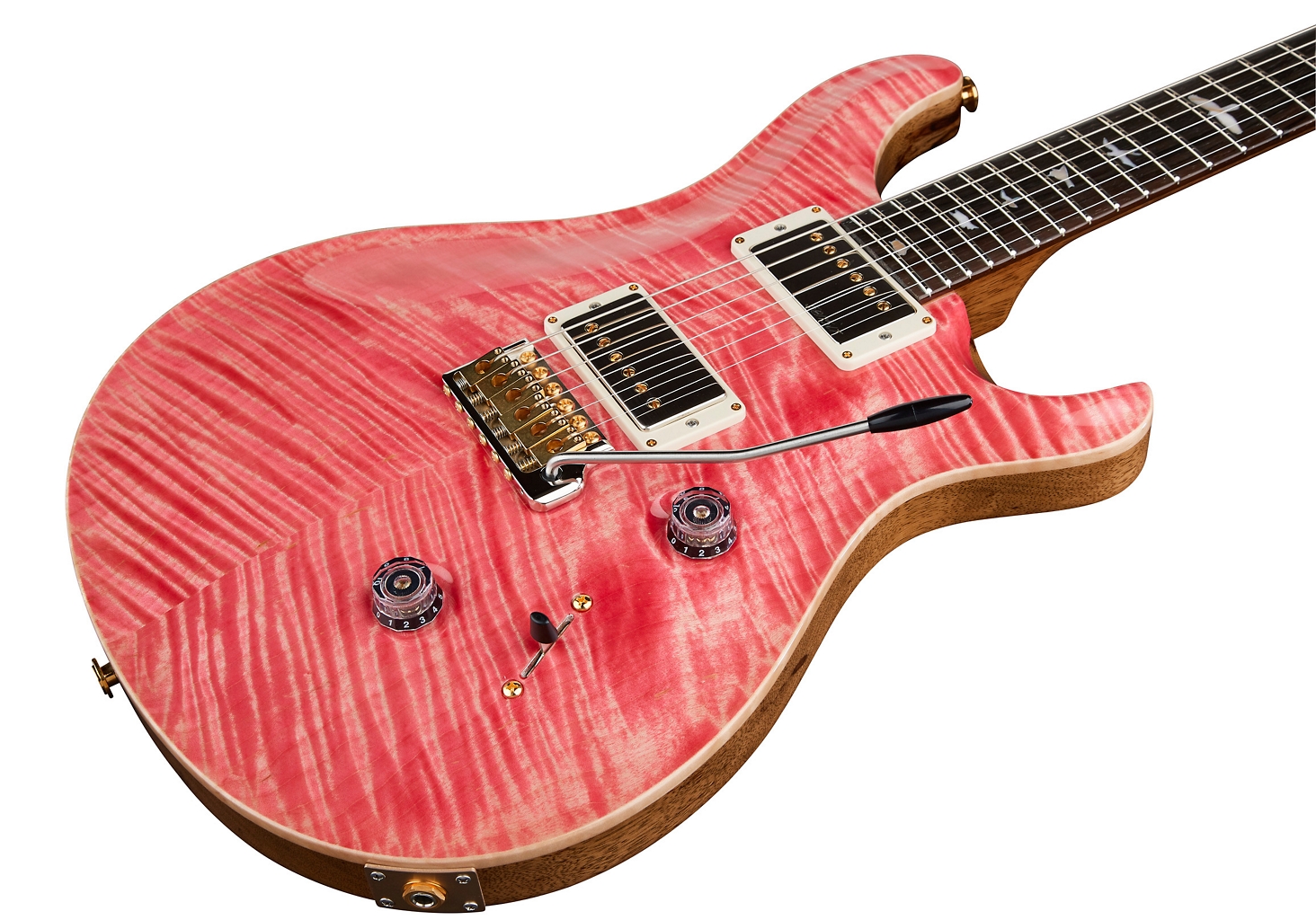 PRS Private Stock Custom 24 Brazilian Rosewood Fingerboard Electric Guitar with Black Limba Back and Figured Korina Neck Faded Bonnie Pink