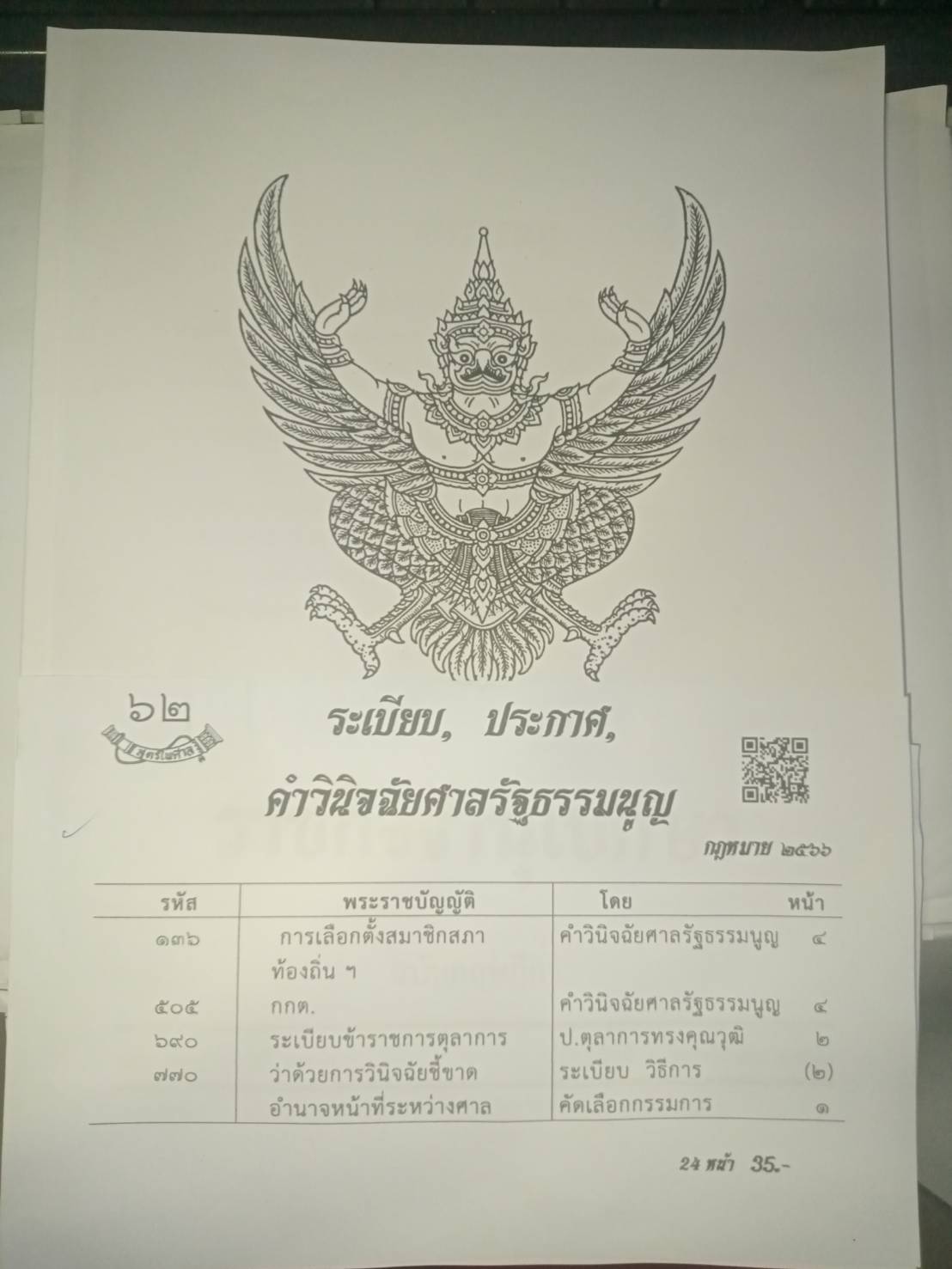 กฎหมายใหม่ปี 2566 ตอนที่ 62 ระเบียบ ประกาศ คำวินิจฉัยศาลรัฐธรรมนูญ