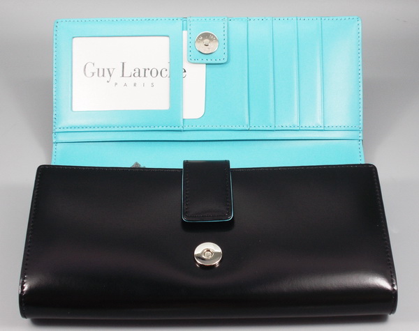 กระเป่าสตางค์ Guy Laroche ดำ-ฟ้า ล็อค 2 ชั้น ใหม่ แท้