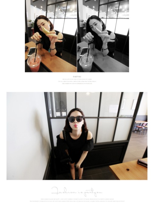 เสื้อคลุมท้องแฟชั่น เปิดไหล่ สีดำ ตัวนี้งานดีค่ะ