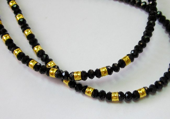 สร้อยคอคริสตัลนิลดำ คั่นทองแท้ 96.5% (ทอง 1 สลึง)