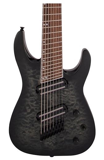 Jackson X Series Soloist Arch Top SLATX8Q MS 8-String Multi-Scale Electric Guitar Transparent Black Burst