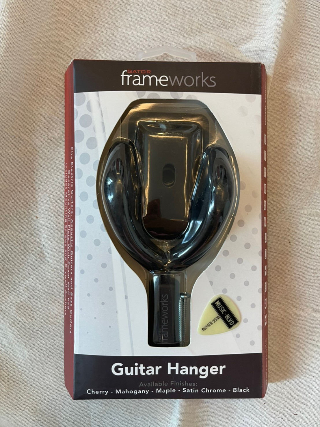 Gator Wall-Mounted Guitar Hanger with Chrome Mounting Plate