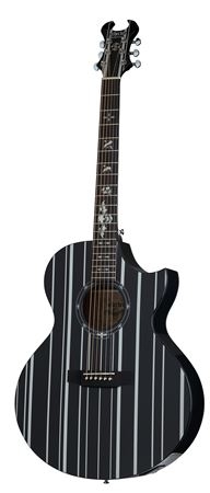 Schecter Synyster Gates Acoustic Electric Guitar Black Silver Stripes