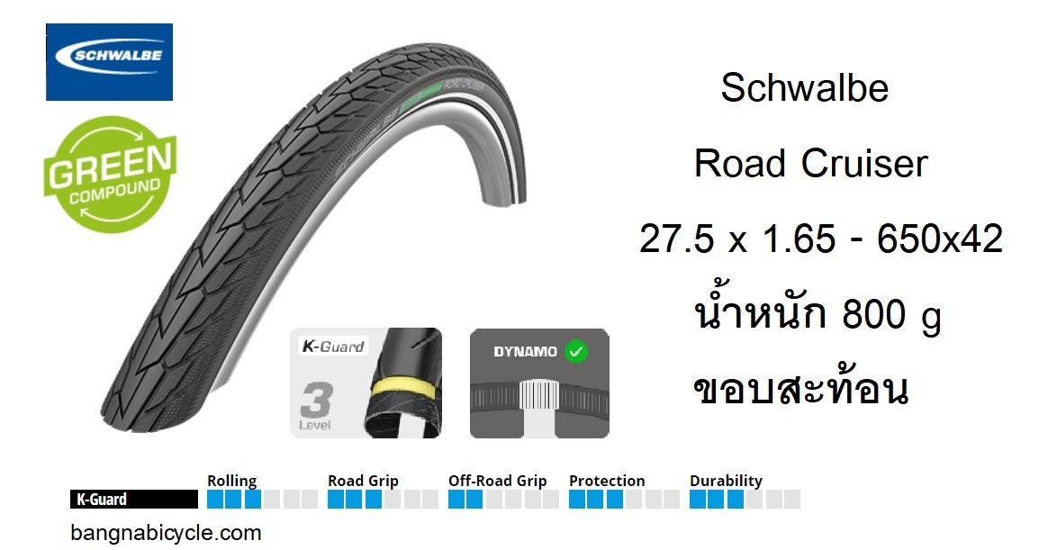 ยางนอก Schwalbe Road Cruiser 27.5 x 1.65 - 650B x 42
