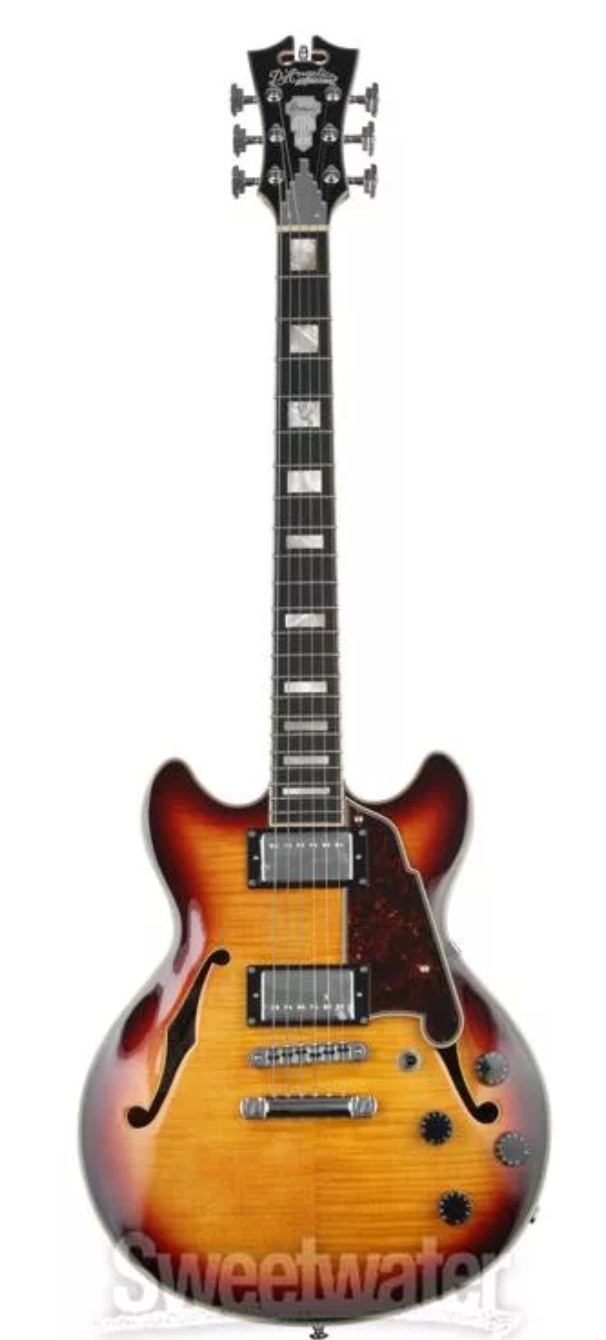 DAngelico Premier Mini DC XT Electric Guitar - Vintage Sunburst,Champane,Fiesta Rad,Ocean Turquoise with Stopbar Tailpiece, Sweetwater Exclusive