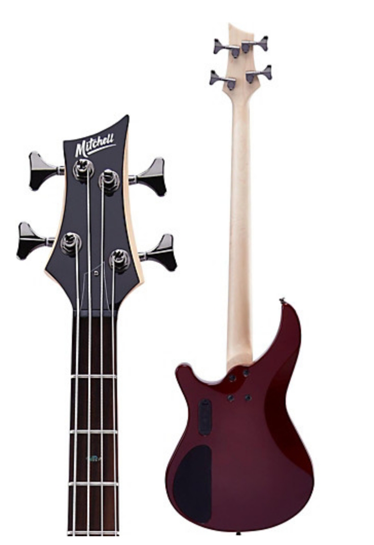Mitchell MB200 Modern Rock Bass with Active EQ Gun Metal Gray,Blood Red,Black