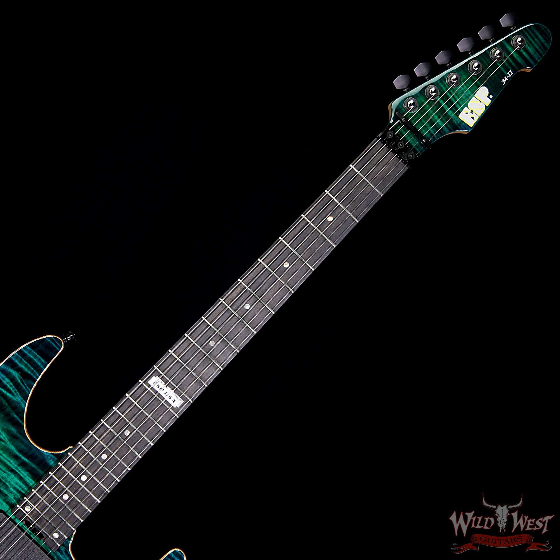 ESP USA M-II FR Flame Maple Top with Ebony Fretboard - Emerald Green Sunburst