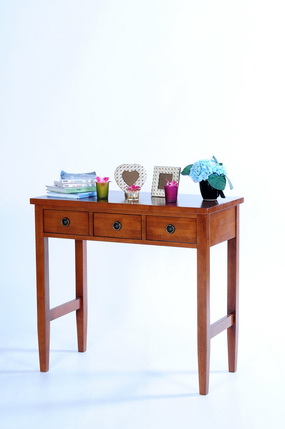 โต๊ะคอนโซลไม้ 3 ลิ้นชัก รุ่น Tango ขนาด W 80 x D 40 x H 76 (110) Cms. สีขาว และสีน้ำตาล