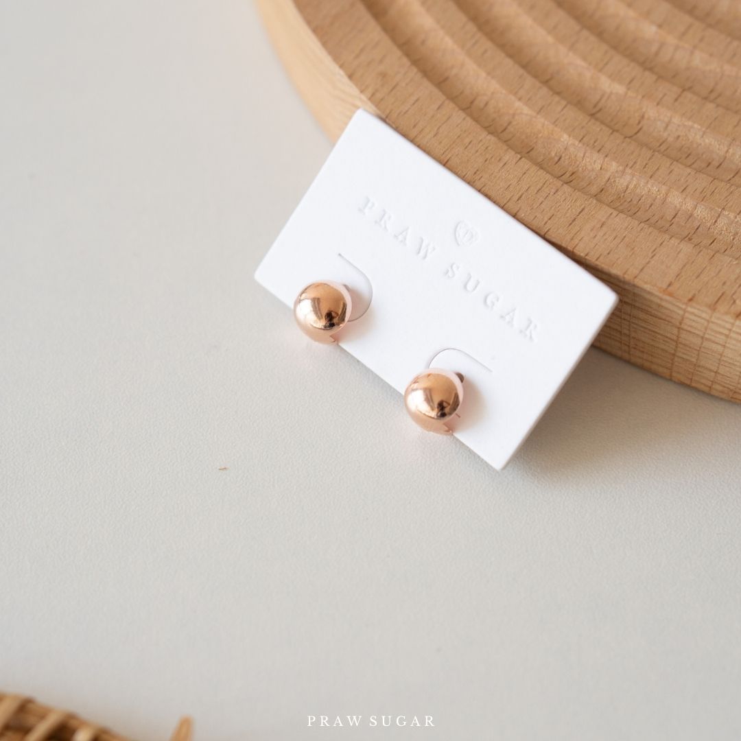 Circle Ball Hoop Earrings - ต่างหูห่วงทรงกลม (ก้านต่างหูเงินแท้)
