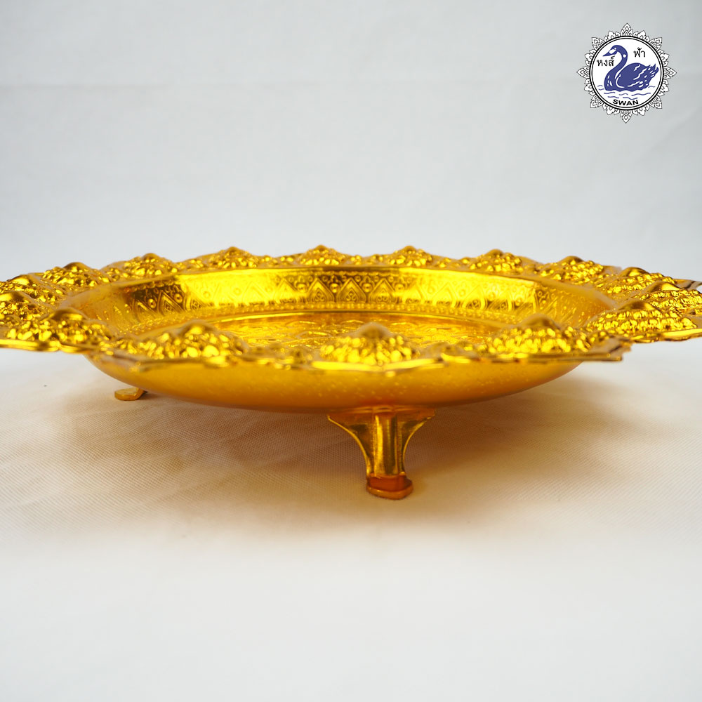 Aluminum Sun-liked Round Tray with Legs 36 cm Gold