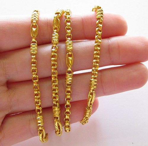 สร้อยคอ ทองแท้ 96.5% ลายสลับ - ยาว 24 นิ้ว - น้ำหนัก 15.2 กรัม (1 บาท)