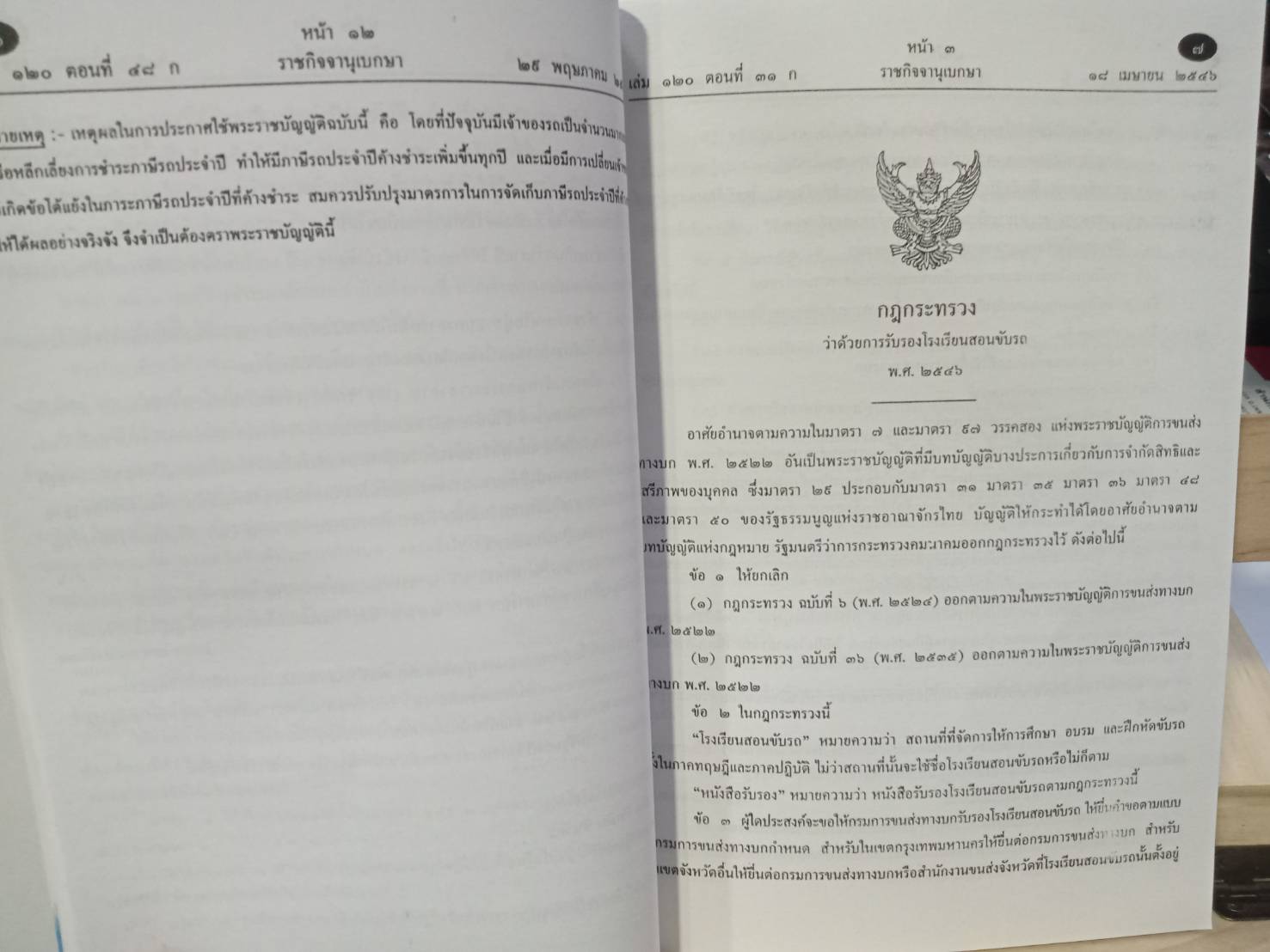 กฎระเบียบใหม่ ตามพระราชบัญญัติการขนส่งทางบก