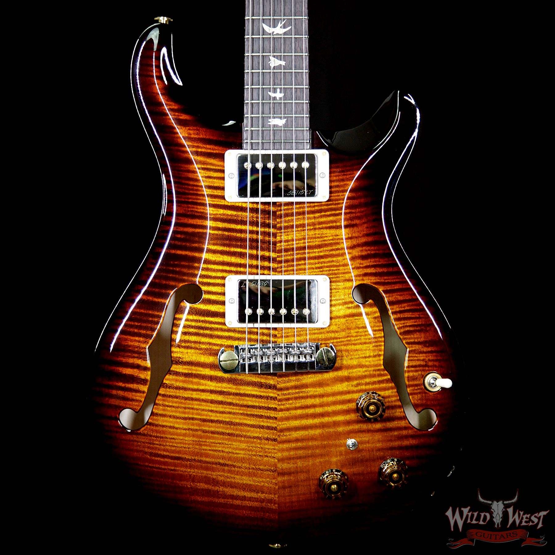 PRS 10 Top Hollowbody II HB2 Piezo Flame Maple - Black Gold Burst