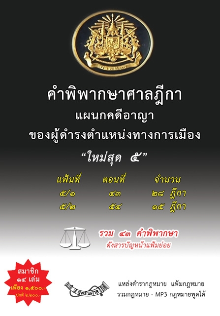 คำพิพากษาศาลฎีกาแผนกคดีอาญาของผู้ดำรงตำแหน่งทางการเมือง ใหม่สุด 5