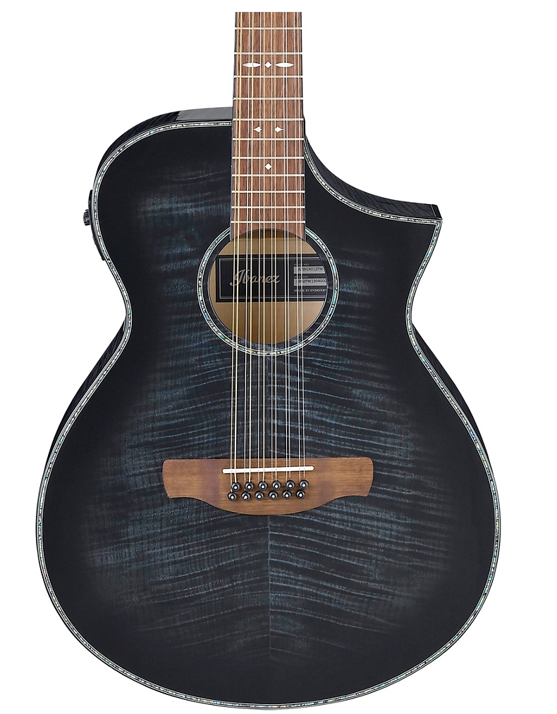Ibanez AEWC4012FM 12-String Acoustic-Electric Guitar Transparent Black Burst