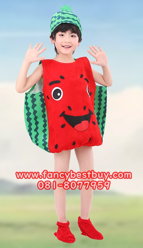 ชุดแฟนซีผลไม้ ชุดแตงโม Watermelon Costume เป็นชุดแฟนซีการแสดงสำหรับเด็ก ใส่ได้ทั้งชายและหญิง ขนาดฟรีไซด์ เหมาะกับสูง 100-130 ซม.