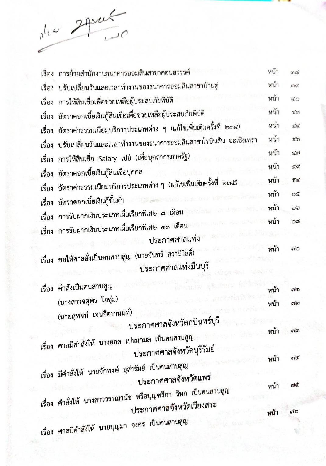กฎหมายออกใหม่ 30/66 ประกาศกระทรวงการคลัง ฐานะการเงินฯ ประกาศสภาฯ ตั้งคณะกรรมาธิการ ประกาศศาลเยาวชนและครอบครัวกลาง....