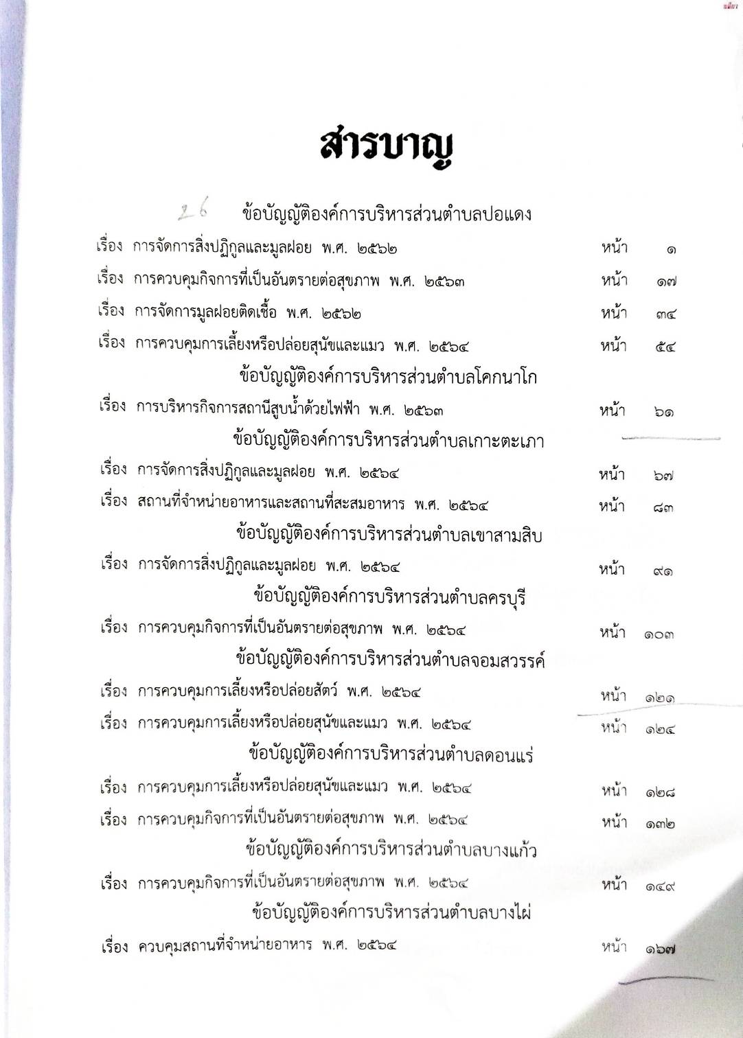 ข้อบัญญัติองค์การบริหารส่วนตำบล ( ตอนพิเศษ 92) พ.ศ. 2567