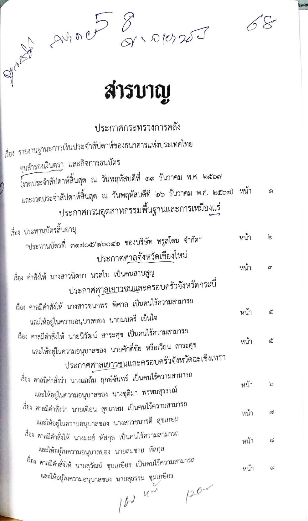 กฎหมายใหม่ ตอนที่ 142/58 รวมประกาศ ฯ
