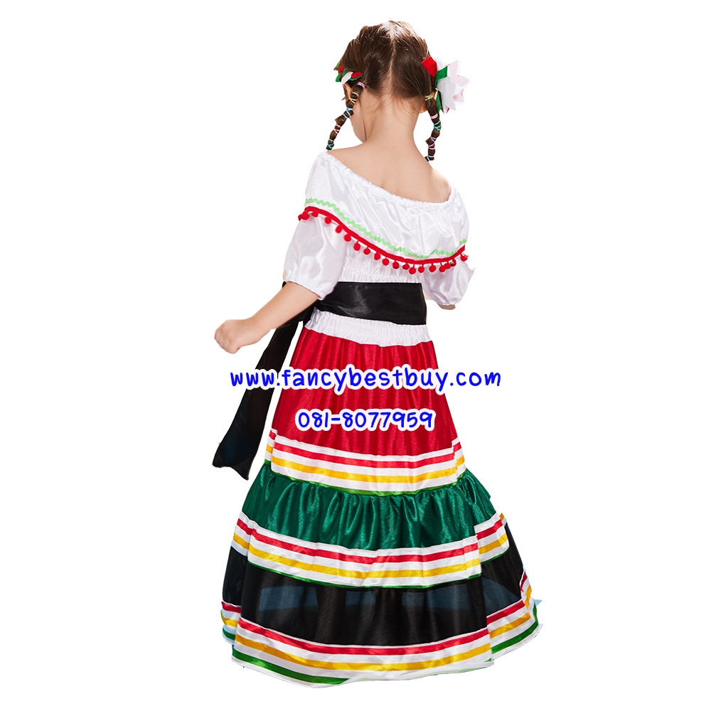 ชุดประจำชาติ ชุดเม็กซิโก ชุดเม็กซิกัน ชุดเมกซิโก ชุดแมกซิโก mexico mexican costume traditional costume ชุดอเมริกาใต้ south america ขนาด S 110-120, M 120-130, L 130-140, XL 140-150
