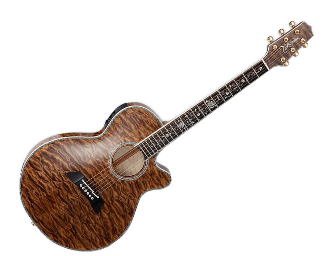 Takamine Thinline Series Hollow Body Acoustic-Electric Guitar Ebony/Gloss Vintage Tobacco - TAKTSP100VT