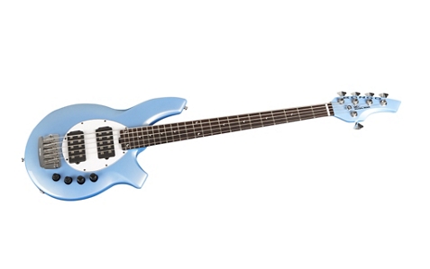 Ernie Ball Music Man Bongo 5-String Bass with 2 Humbucker Pickups - Sky Blue White Pickguard