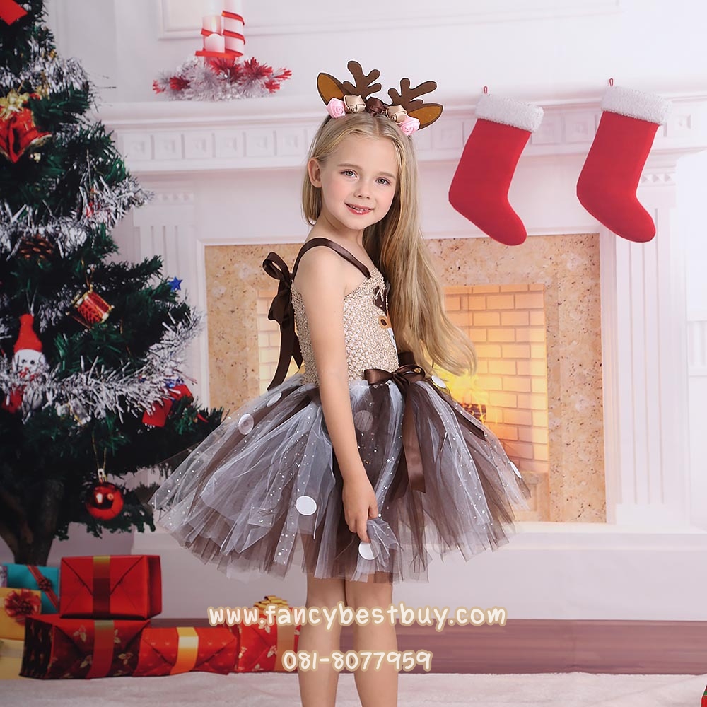 ชุดกวางเรนเดียร์ Raindeer สำหรับแฟนซีวันคริสมาส มี ขนาด M 100-110, L 110-120, XL 120-140, XXL 140-160