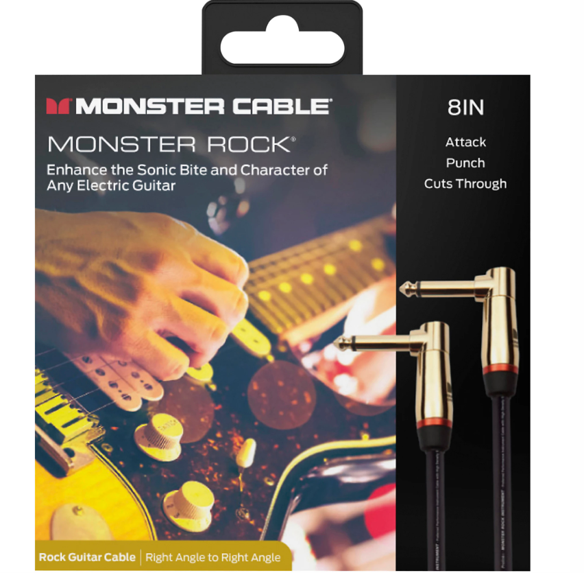 Monster Cable Prolink Rock Pro Audio Instrument Cable, Right Angle to Right Angle 8 in. Black