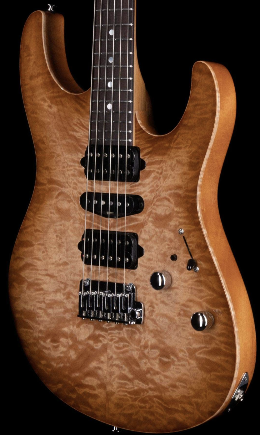 Suhr Custom Modern Quilt Maple Top Indian Rosewood Board Brown Burst
