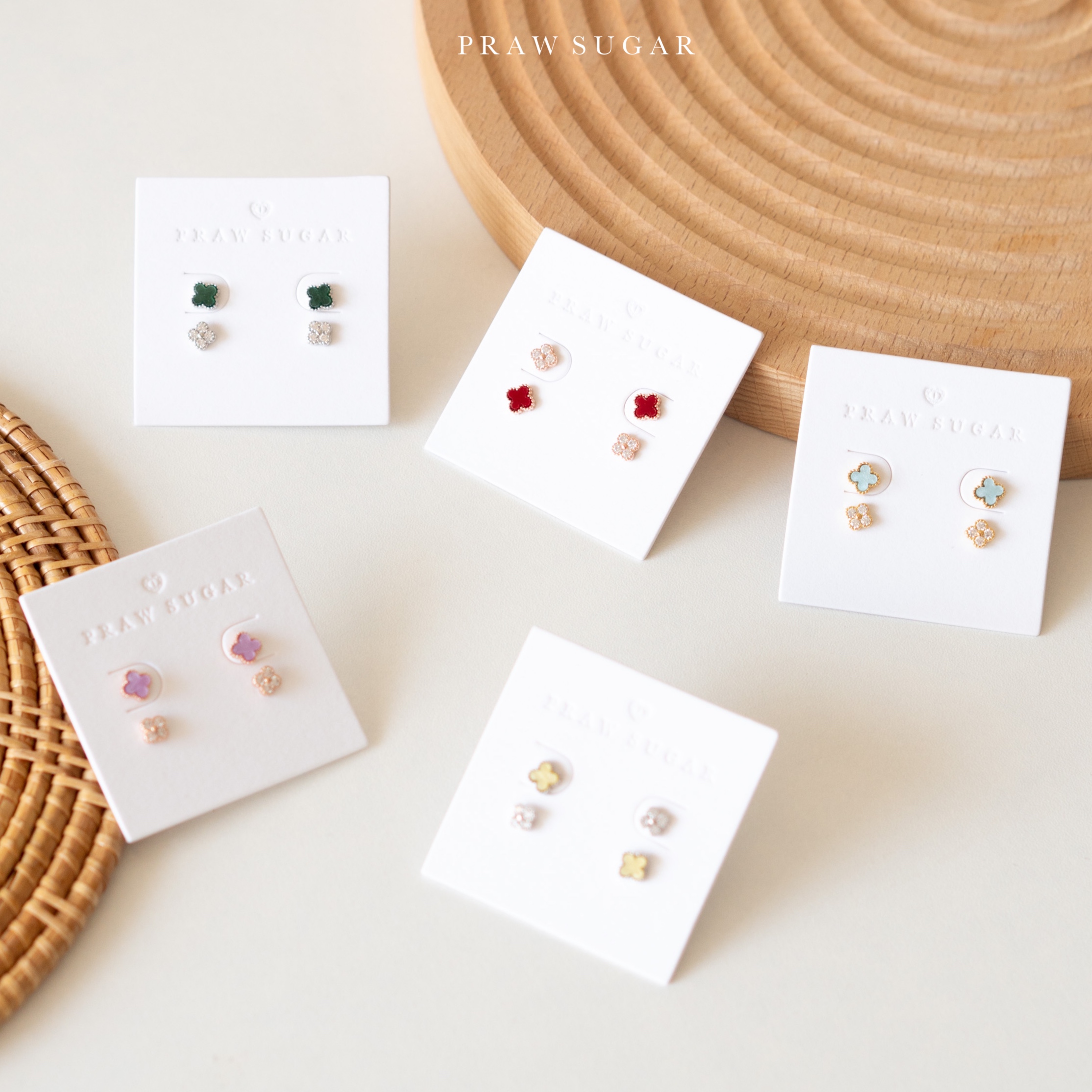 Clover Earrings Set - เซ็ตต่างหูใบโคลเวอร์ (ก้านต่างหูเงินแท้)