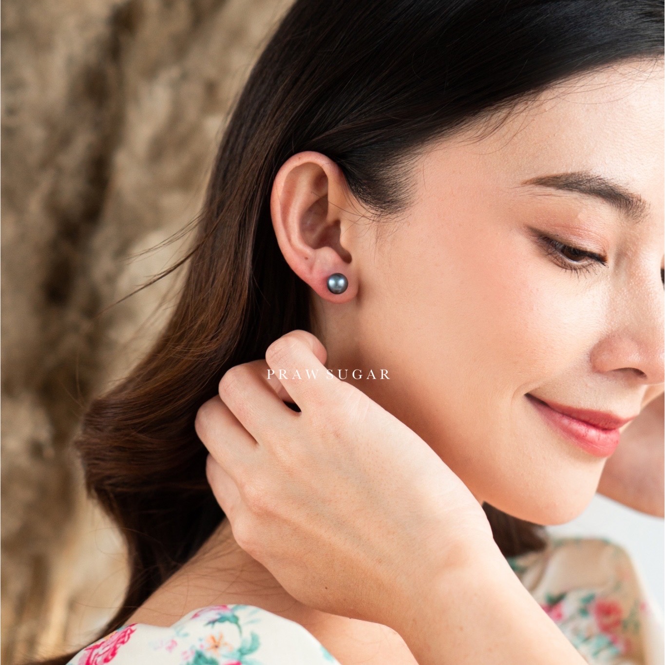 ต่างหูมุกแท้ทรงรีกลม - Button Shape Fresh Water Pearl Earrings (มี 3 สี) (ไข่มุกแท้-ก้านต่างหูเงินแท้)