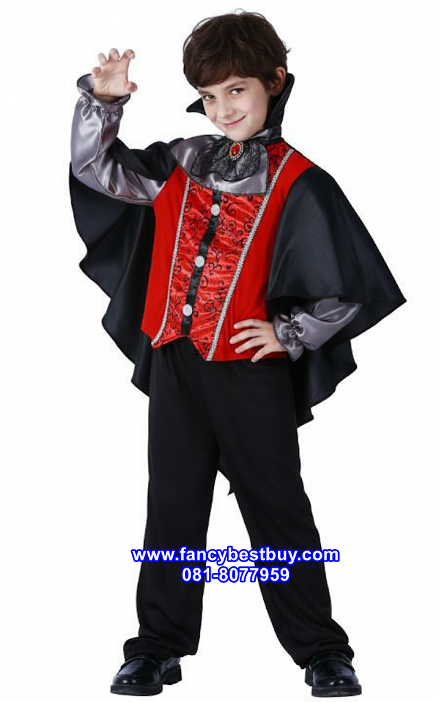 ชุดฮาโลวีนเด็กชาย ชุดแดร๊กคูล่า แวมไพร์ Handsome Vampire สำหรับวันฮาโลวีน มีขนาด M, L, XL