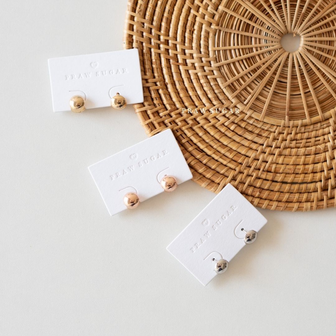 Circle Ball Hoop Earrings - ต่างหูห่วงทรงกลม (ก้านต่างหูเงินแท้)